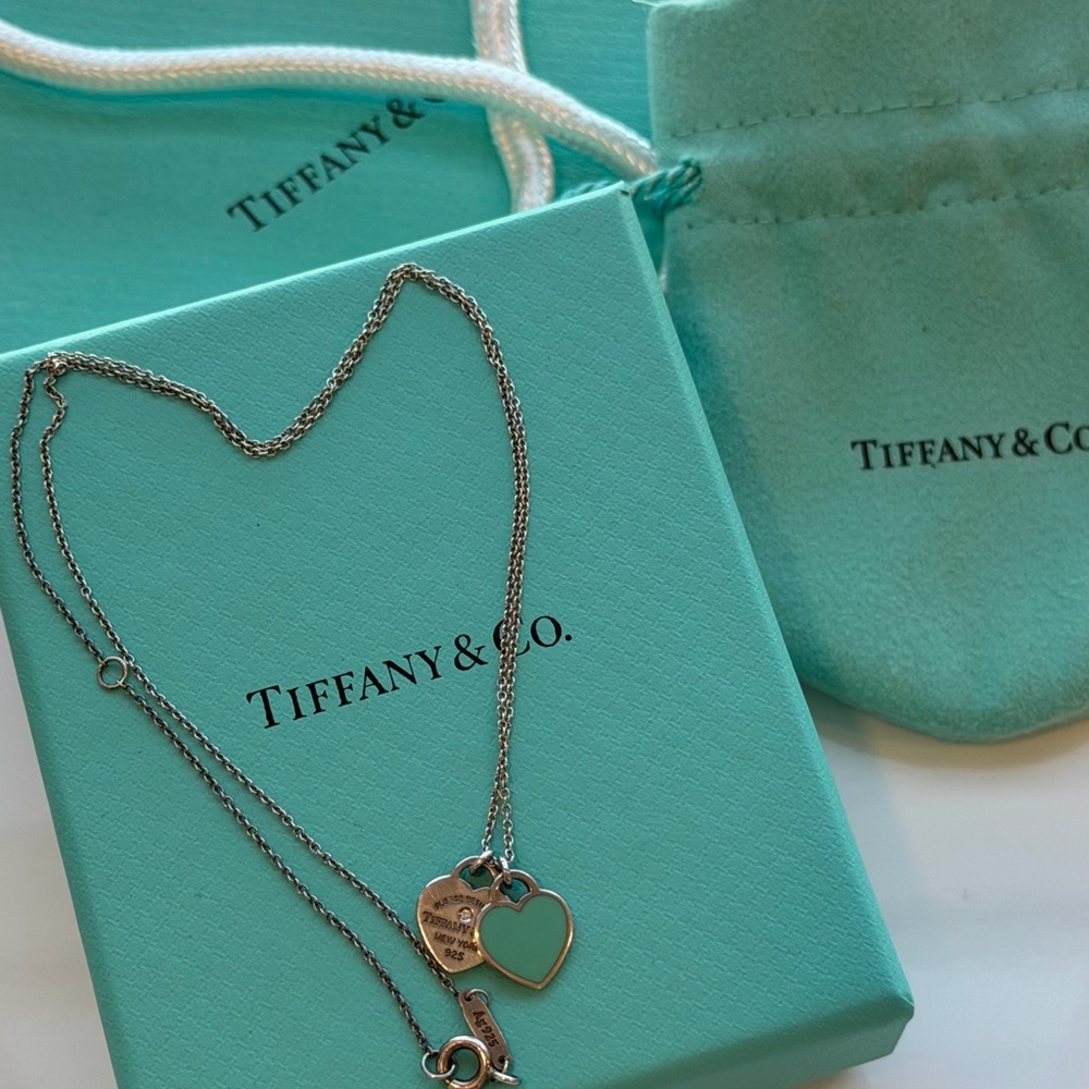 Tiffany & Co. Silver and Teal Heart Necklace